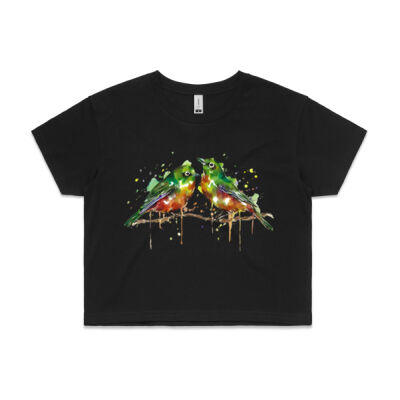 Cheerful Waxeyes - Womens Crop Tee Thumbnail