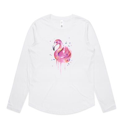 Flamingo Swirl - Womens Curve Longsleeve Tee Thumbnail