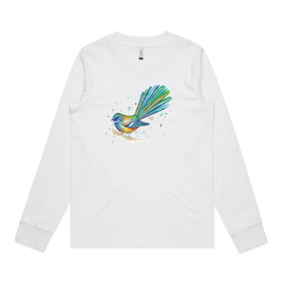 Teal Fantail Splash - Womens Dice Longsleeve Tee Thumbnail