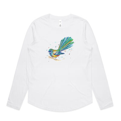 Teal Fantail Splash - Womens Curve Longsleeve Tee Thumbnail