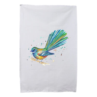 Teal Fantail Splash - Tea Towel Thumbnail