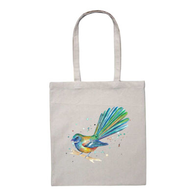 Teal Fantail Splash - Heavy Duty Canvas Tote with Gusset  Thumbnail