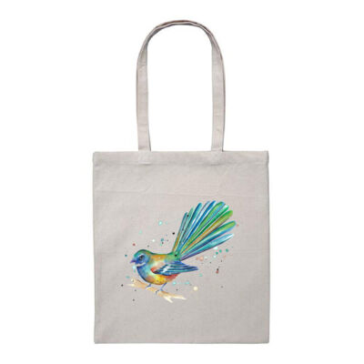 Teal Fantail Splash - Heavy Duty Canvas Tote Bag Thumbnail