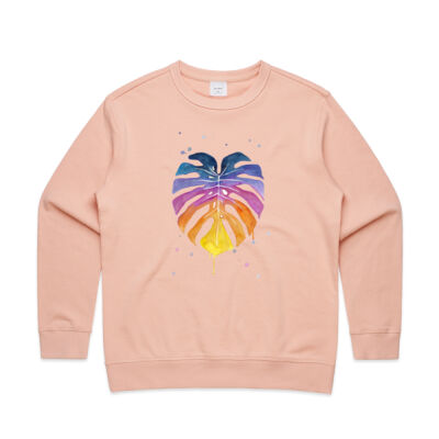 Rainbow Monstera - Womens Premium Crew Thumbnail