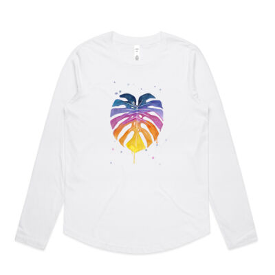 Rainbow Monstera - Womens Curve Longsleeve Tee Thumbnail