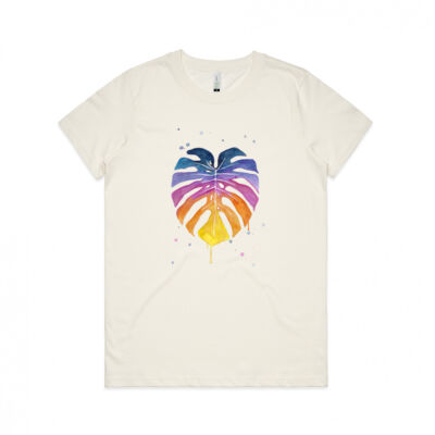 Rainbow Monstera - Womens Maple Organic Tee Thumbnail
