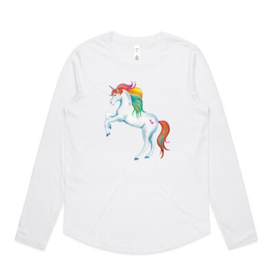 Rainbow Unicorn - Womens Curve Longsleeve Tee Thumbnail