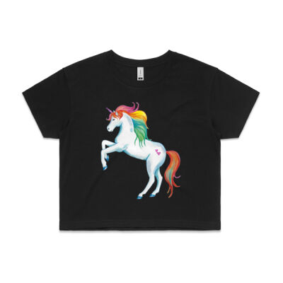 Rainbow Unicorn - Womens Crop Tee Thumbnail