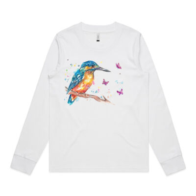 Kingfisher and Butterflies - Womens Dice Longsleeve Tee Thumbnail