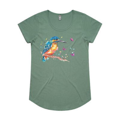 Kingfisher and Butterflies - Womens Mali Tee Thumbnail