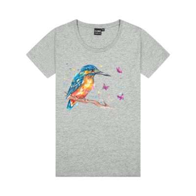 Kingfisher and Butterflies - Womens Silhouette Tee Thumbnail
