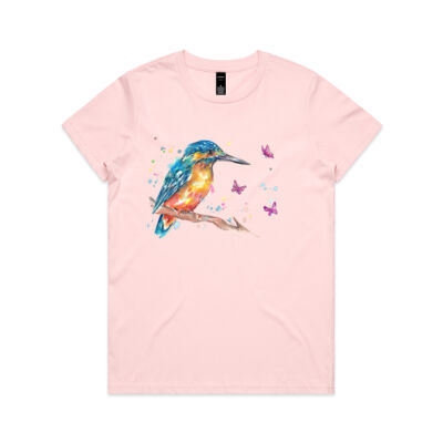 Kingfisher and Butterflies - Womens Maple Tee Thumbnail