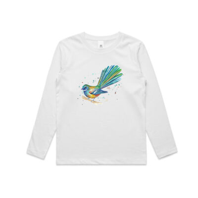 Teal Fantail Splash - Kids Longsleeve Tee Thumbnail