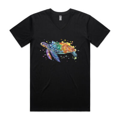 Rainbow Turtle - Mens Tarmac V Neck Tee Thumbnail