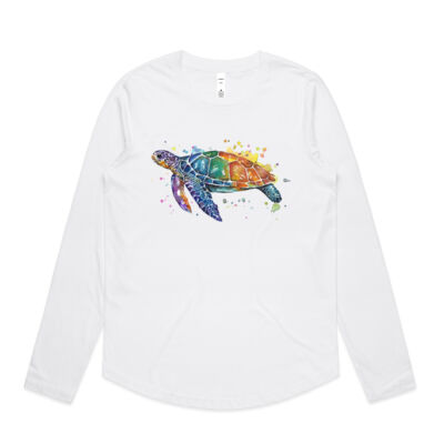Rainbow Turtle - Womens Curve Longsleeve Tee Thumbnail