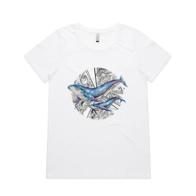 Galaxy Whales - Womens Shallow Scoop Tee Thumbnail