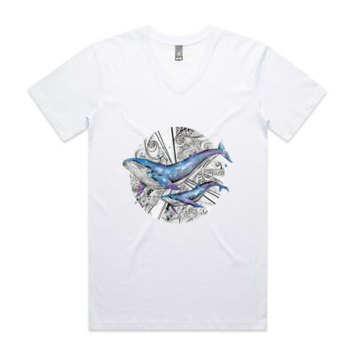 Galaxy Whales - Mens Tarmac V Neck Tee Thumbnail