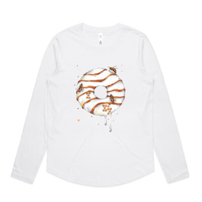 Honey Bee Donut - Womens Curve Longsleeve Tee Thumbnail