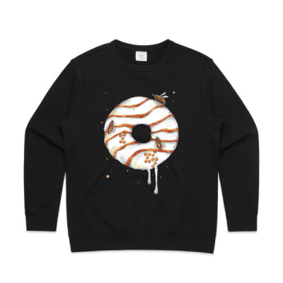 Honey Bee Donut - Womens Premium Crew Thumbnail
