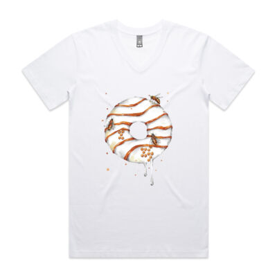 Honey Bee Donut - Mens Tarmac V Neck Tee Thumbnail