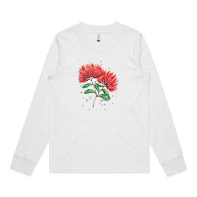 Pohutukawa flowers - Womens Dice Longsleeve Tee Thumbnail