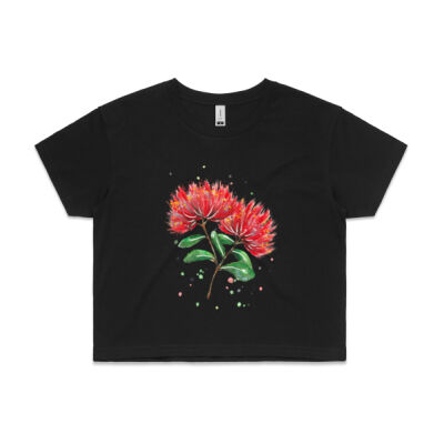 Pohutukawa flowers - Womens Crop Tee Thumbnail