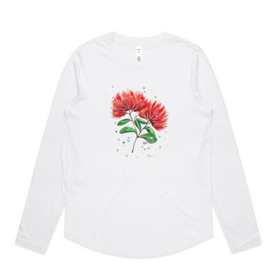 Pohutukawa flowers - Womens Curve Longsleeve Tee Thumbnail