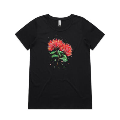 Pohutukawa flowers - Womens Shallow Scoop Tee Thumbnail