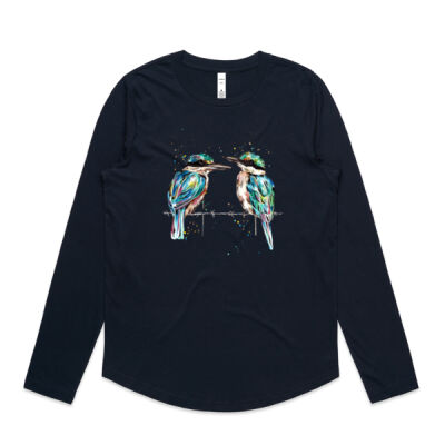 Pondering Kingfishers - Womens Curve Longsleeve Tee Thumbnail