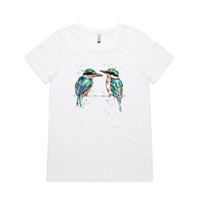 Pondering Kingfishers - Womens Shallow Scoop Tee Thumbnail