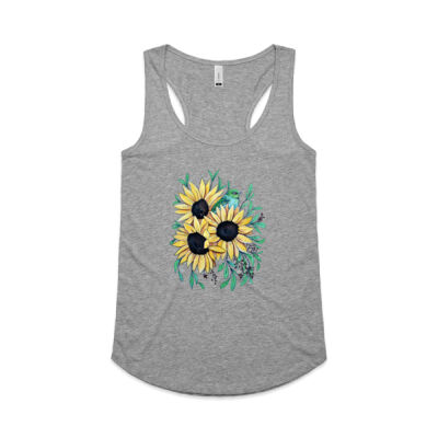 Sunflowers and Waxeye - Womens Yes Racerback Singlet Thumbnail
