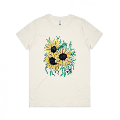 Sunflowers and Waxeye - Womens Maple Organic Tee Thumbnail