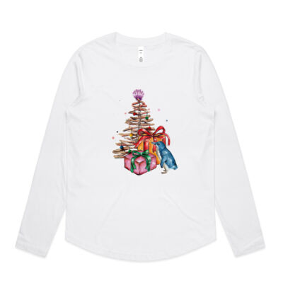 Little Blue Penguin Christmas - Womens Curve Longsleeve Tee Thumbnail