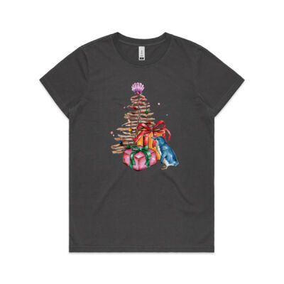 Little Blue Penguin Christmas - Womens Faded Tee Thumbnail