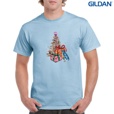 Little Blue Penguin Christmas - Mens Heavy Cotton T-Shirt Thumbnail