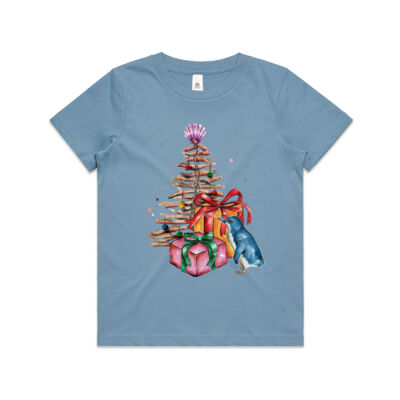 Little Blue Penguin Christmas - Kids Youth T shirt Thumbnail