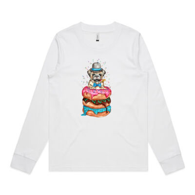 Donut Pug - Womens Dice Longsleeve Tee Thumbnail