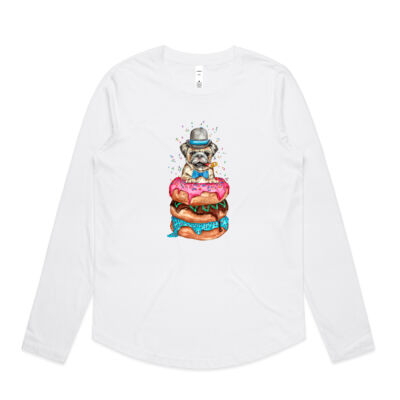 Donut Pug - Womens Curve Longsleeve Tee Thumbnail