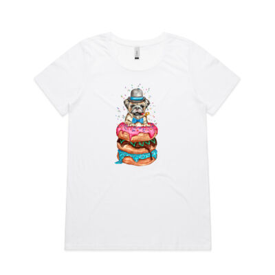 Donut Pug - Womens Shallow Scoop Tee Thumbnail