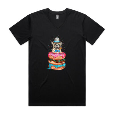 Donut Pug - Mens Staple V Neck Tee Thumbnail