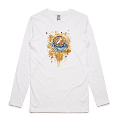 NZ Flat White - Mens Ink Longsleeve Tee Thumbnail