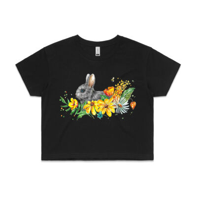Floral Bunny - Womens Crop Tee Thumbnail