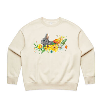 Floral Bunny - Womens Heavy Crew Thumbnail