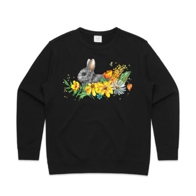 Floral Bunny - Womens Premium Crew Thumbnail