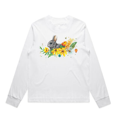 Floral Bunny - Womens Mock Longsleeve Tee Thumbnail