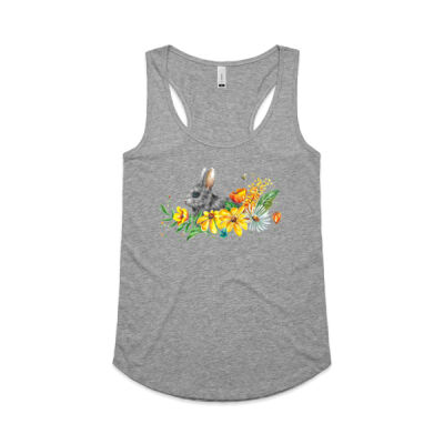 Floral Bunny - Womens Yes Racerback Singlet Thumbnail
