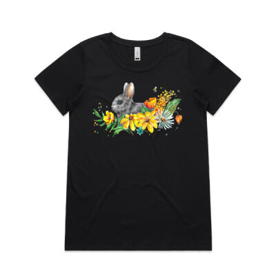 Floral Bunny - Womens Shallow Scoop Tee Thumbnail