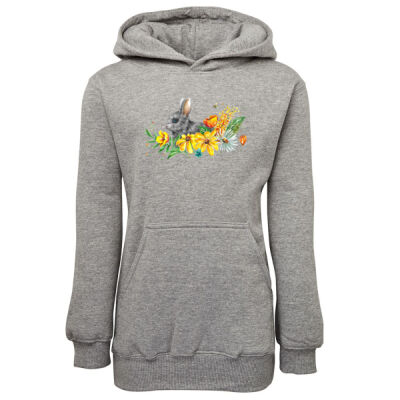 Floral Bunny - Kids Fleecy Hoodie Thumbnail