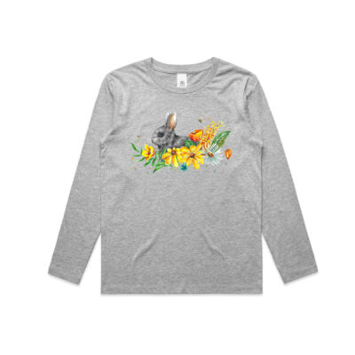Floral Bunny - Kids Longsleeve Tee Thumbnail