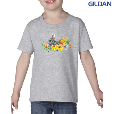 Floral Bunny - Toddler Heavy Cotton T-Shirt Thumbnail
